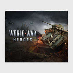 Плед флисовый World War Heroes танки и лого, цвет: 3D-велсофт