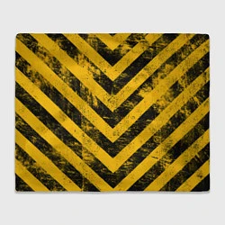 Плед флисовый WARNING - желто-черные полосы, цвет: 3D-велсофт