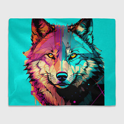 Плед флисовый Яркий волк, цвет: 3D-велсофт