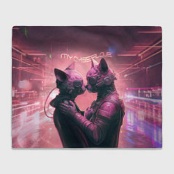 Плед флисовый Влюбленные кибер-котики, цвет: 3D-велсофт