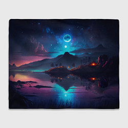 Плед флисовый Ночное небо, пейзаж, цвет: 3D-велсофт