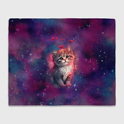 Плед флисовый Космически котенок, цвет: 3D-велсофт