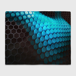 Плед флисовый Abstraction neon blue, цвет: 3D-велсофт