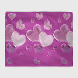 Плед флисовый Сердца на розовов фоне, цвет: 3D-велсофт
