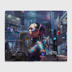 Плед Cyberpunk - brave girl - neural network
