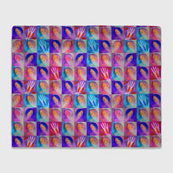Плед флисовый Клетчатый узор с девушками, цвет: 3D-велсофт