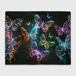 Плед флисовый Неоновые дикие бабочки, цвет: 3D-велсофт