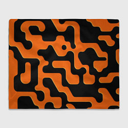 Плед флисовый Черно-оранжевый абстрактный лабиринт, цвет: 3D-велсофт