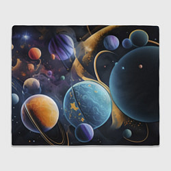 Плед флисовый Планеты во вселенной, цвет: 3D-велсофт