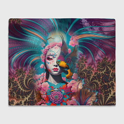 Плед Japanese girl with a bird - irezumi