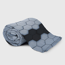 Плед флисовый Соты с черной полосой, цвет: 3D-велсофт — фото 2