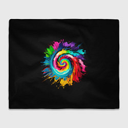 Плед флисовый Тай-дай разноцветная спираль, цвет: 3D-велсофт