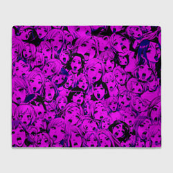 Плед флисовый Ahegao: Фиолетовый, цвет: 3D-велсофт