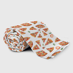Плед флисовый Кусочки пиццы - паттерн на белом, цвет: 3D-велсофт — фото 2