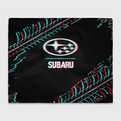 Плед Значок Subaru в стиле glitch на темном фоне