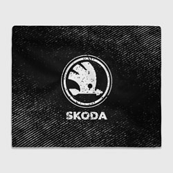 Плед Skoda с потертостями на темном фоне