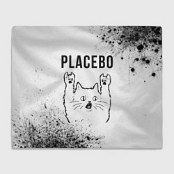 Плед Placebo рок кот на светлом фоне