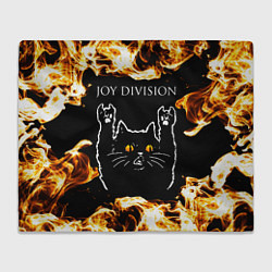 Плед Joy Division рок кот и огонь