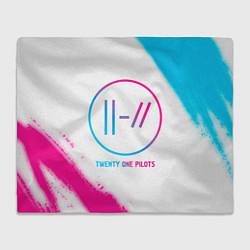 Плед флисовый Twenty One Pilots neon gradient style, цвет: 3D-велсофт