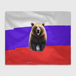 Плед флисовый Медведь на флаге, цвет: 3D-велсофт
