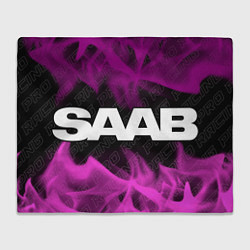 Плед флисовый Saab pro racing: надпись и символ, цвет: 3D-велсофт