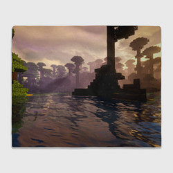 Плед Minecraft - река в лесу