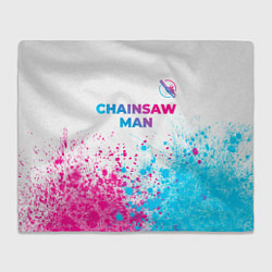 Плед Chainsaw Man neon gradient style: символ сверху