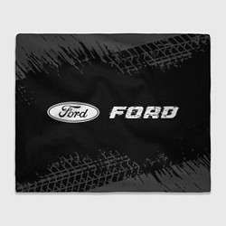 Плед Ford speed на темном фоне со следами шин: надпись
