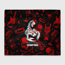 Плед флисовый Scorpions rock glitch, цвет: 3D-велсофт