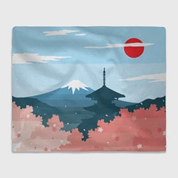 Плед флисовый Вид на Фудзияму - Япония, цвет: 3D-велсофт