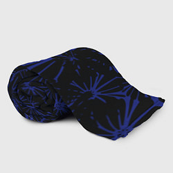 Плед флисовый Абстракция цветы сине-черный, цвет: 3D-велсофт — фото 2