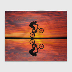 Плед флисовый Велосипедист в отражении, цвет: 3D-велсофт