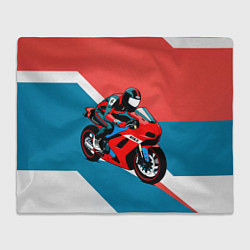 Плед флисовый Нарисованный мотоциклист, цвет: 3D-велсофт
