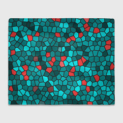 Плед флисовый Мозаика бирюзовый, цвет: 3D-велсофт