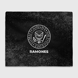 Плед флисовый Ramones с потертостями на темном фоне, цвет: 3D-велсофт