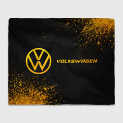 Плед Volkswagen - gold gradient: надпись и символ