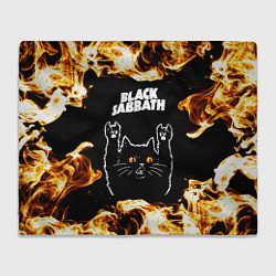 Плед Black Sabbath рок кот и огонь