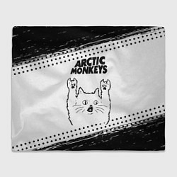 Плед Arctic Monkeys рок кот на светлом фоне