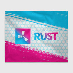 Плед флисовый Rust neon gradient style: надпись и символ, цвет: 3D-велсофт