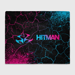 Плед Hitman - neon gradient: надпись и символ