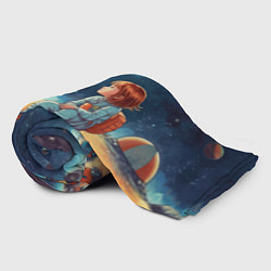 Плед флисовый Космическая путешественница: арт нейросети, цвет: 3D-велсофт — фото 2