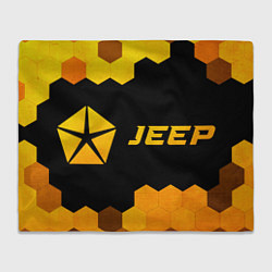 Плед флисовый Jeep - gold gradient: надпись и символ, цвет: 3D-велсофт