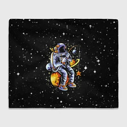 Плед флисовый Космонавт на рыбалке - неон, цвет: 3D-велсофт