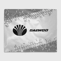Плед флисовый Daewoo speed на светлом фоне со следами шин: надпи, цвет: 3D-велсофт