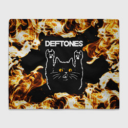 Плед Deftones рок кот и огонь