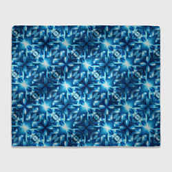Плед флисовый Светящиеся голубые цветы, цвет: 3D-велсофт