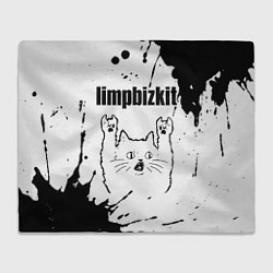 Плед флисовый Limp Bizkit рок кот на светлом фоне, цвет: 3D-велсофт