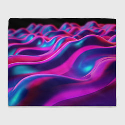 Плед флисовый Фиолетовые неоновые волны, цвет: 3D-велсофт