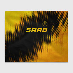 Плед флисовый Saab - gold gradient: символ сверху, цвет: 3D-велсофт