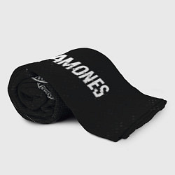 Плед флисовый Ramones glitch на темном фоне: надпись и символ, цвет: 3D-велсофт — фото 2
